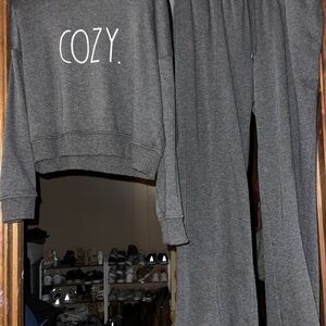 Rae Dunn Gray Cozy Sweatshirt and Pants Set